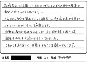 市川市原木 腰周りに激痛 63歳 男性 T.S様