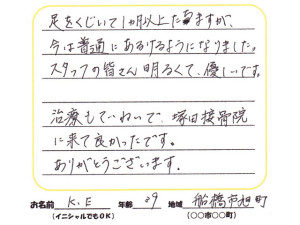 船橋市旭町　足首の捻挫　39歳　K.E様
