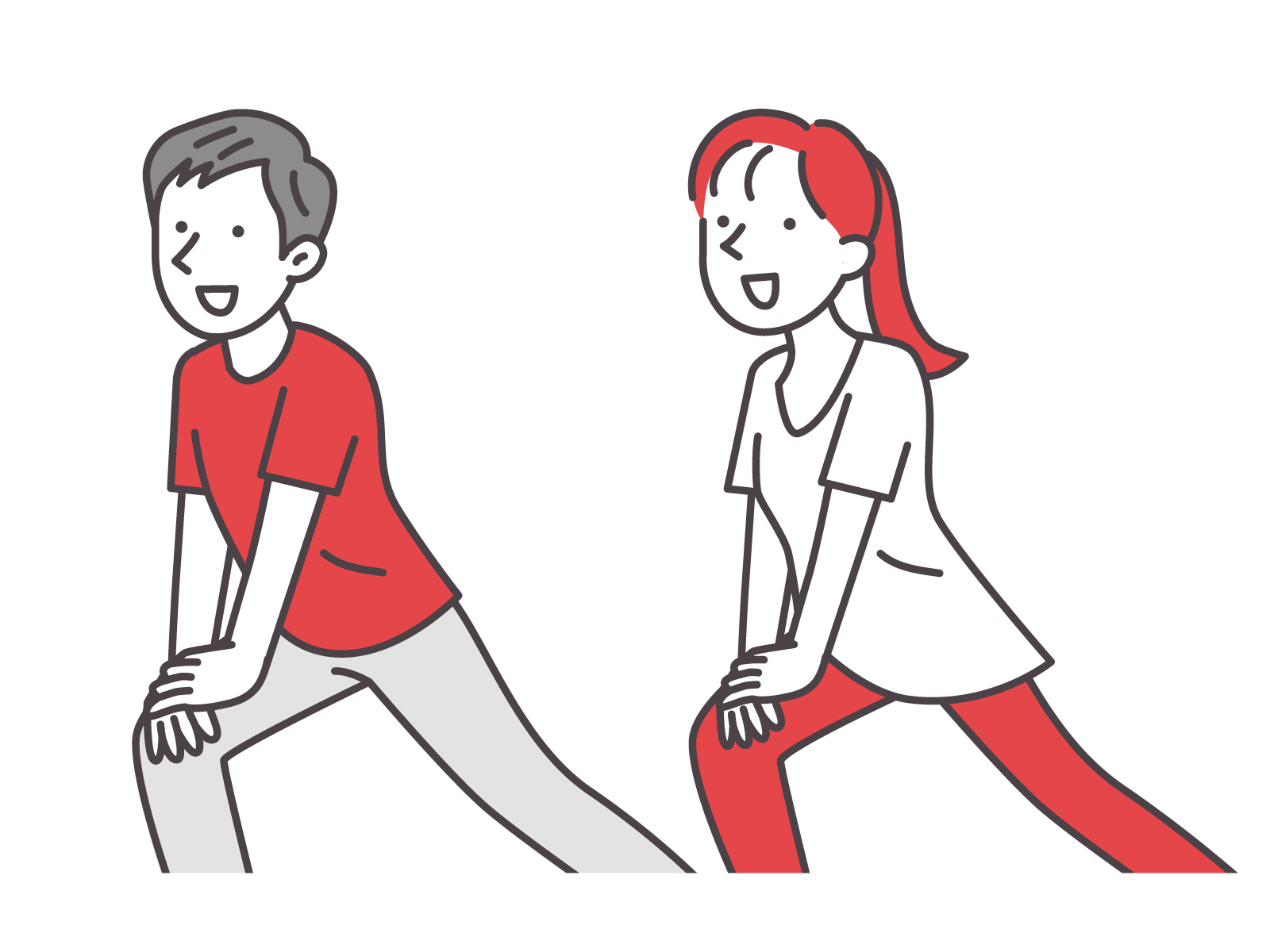 ストレッチしている男女のイラスト